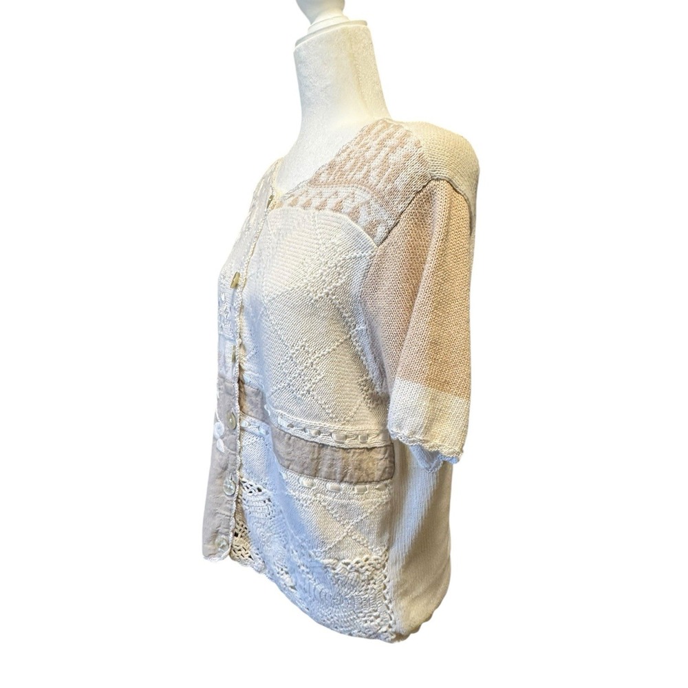 220 Hickory Patchwork Knit Cardigan Size XL Cottagecore Boho Romantic Style - Picture 6 of 9